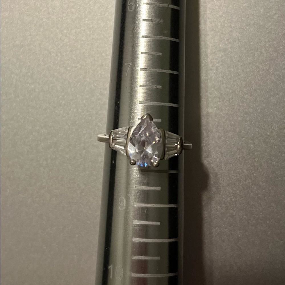 Sterling Silver Pear-Shaped Crystal Ring